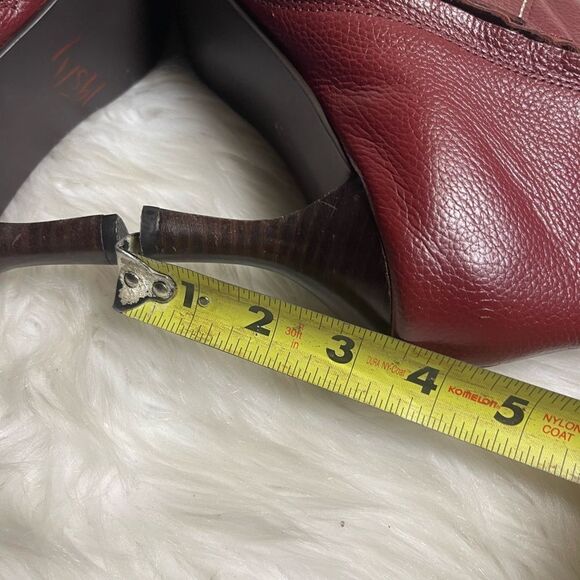Colin Stuart leather Red Burgundy ankle boots 3”heels silver tone accent SZ11 - Picture 9 of 12